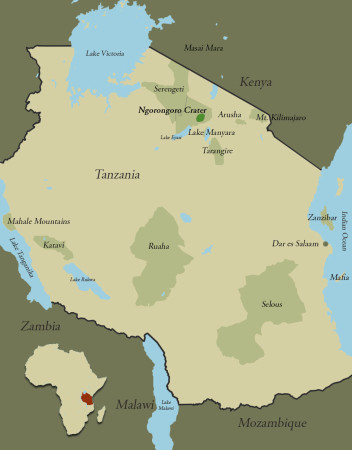 Map Tanzania Ngorongoro 352x450 